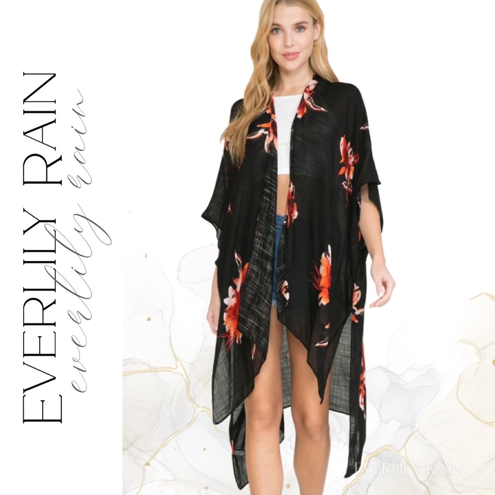 LAST ONE! Floral Print Boho Kimono Wrap - Picture 9 of 15
